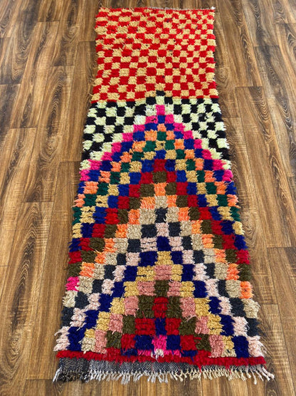 Tapis de couloir marocain coloré 3x8 pieds.