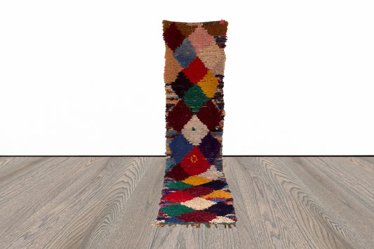 2x11 ft long colorful Moroccan runner rug.