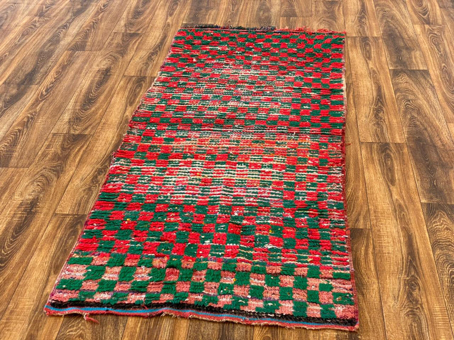 Tapis à carreaux berbère marocain 3x6 pieds.