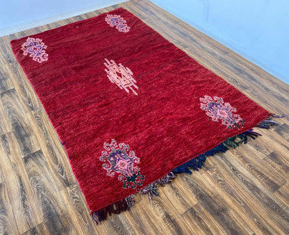 Grand tapis marocain berbère rouge 6x9 pi.