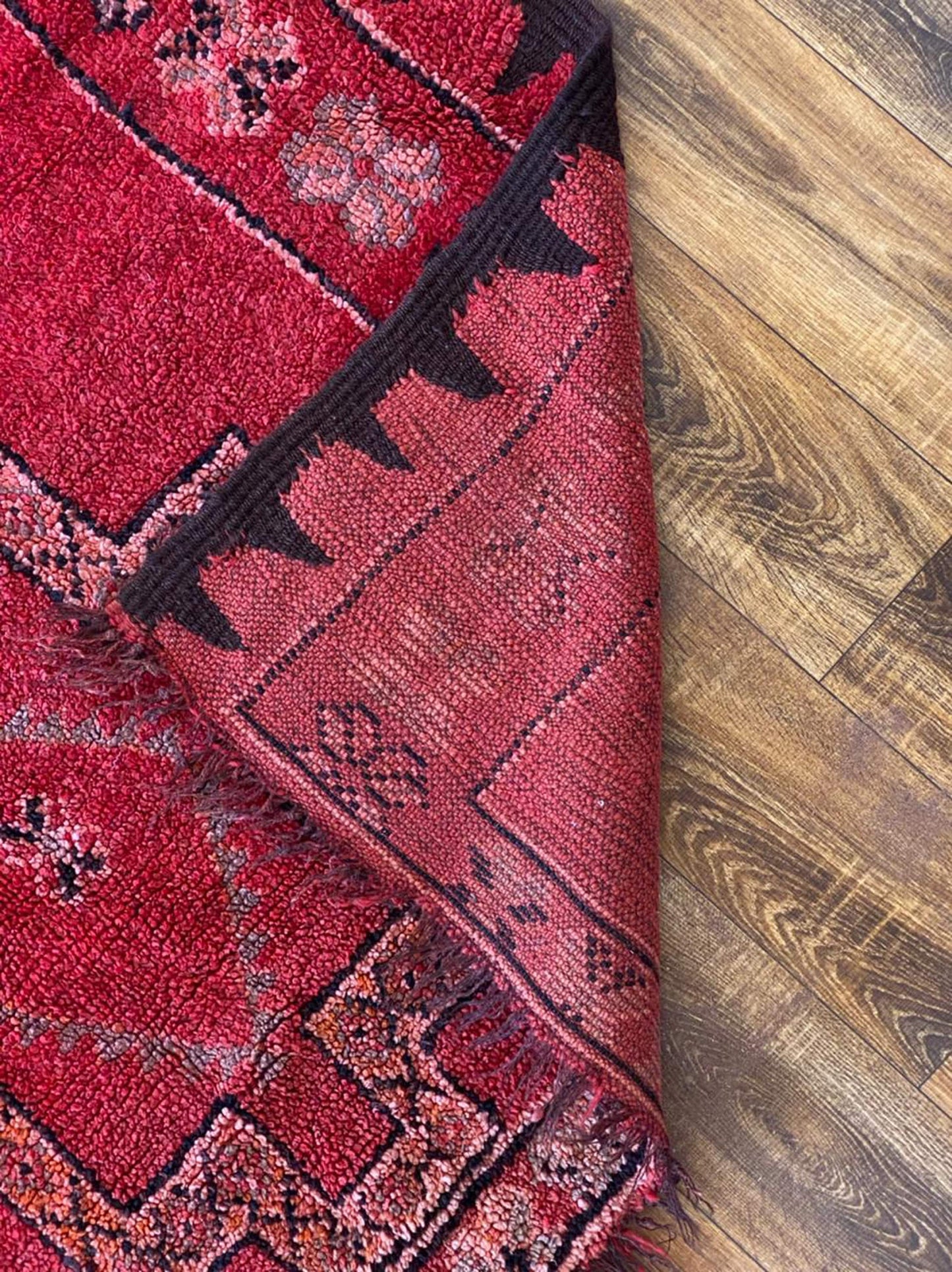 Vintage red large Moroccan rug 5x13 ft.