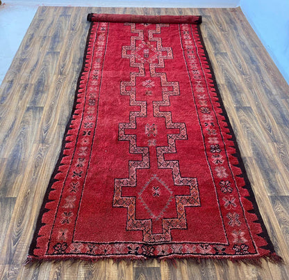 Vintage red large Moroccan rug 5x13 ft.