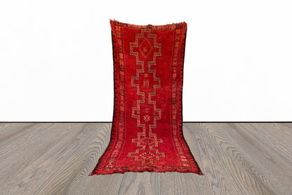 Vintage red large Moroccan rug 5x13 ft.