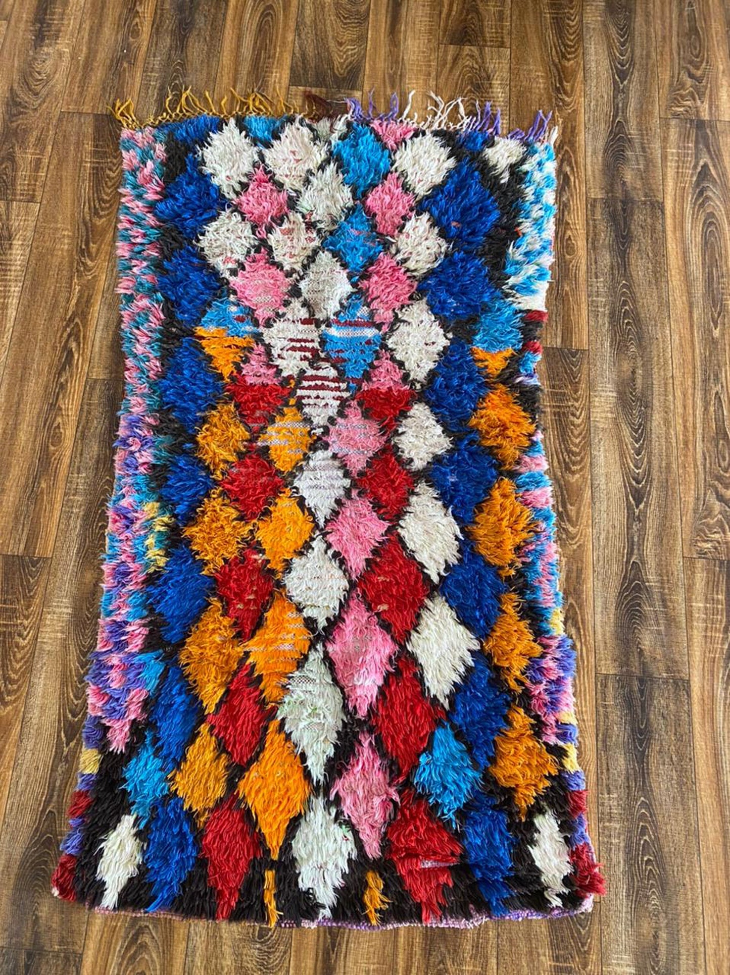 Tapis berbère marocain coloré 3x5 pi.