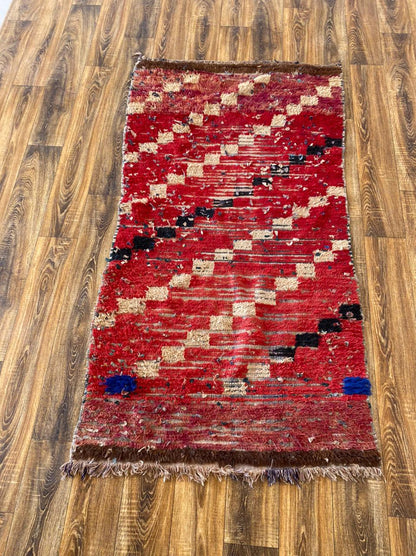 Tapis berbère marocain vintage 3x6 pieds.