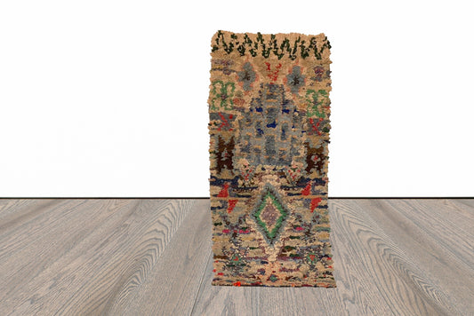 2x6 ft Moroccan Boucherouite area rug.