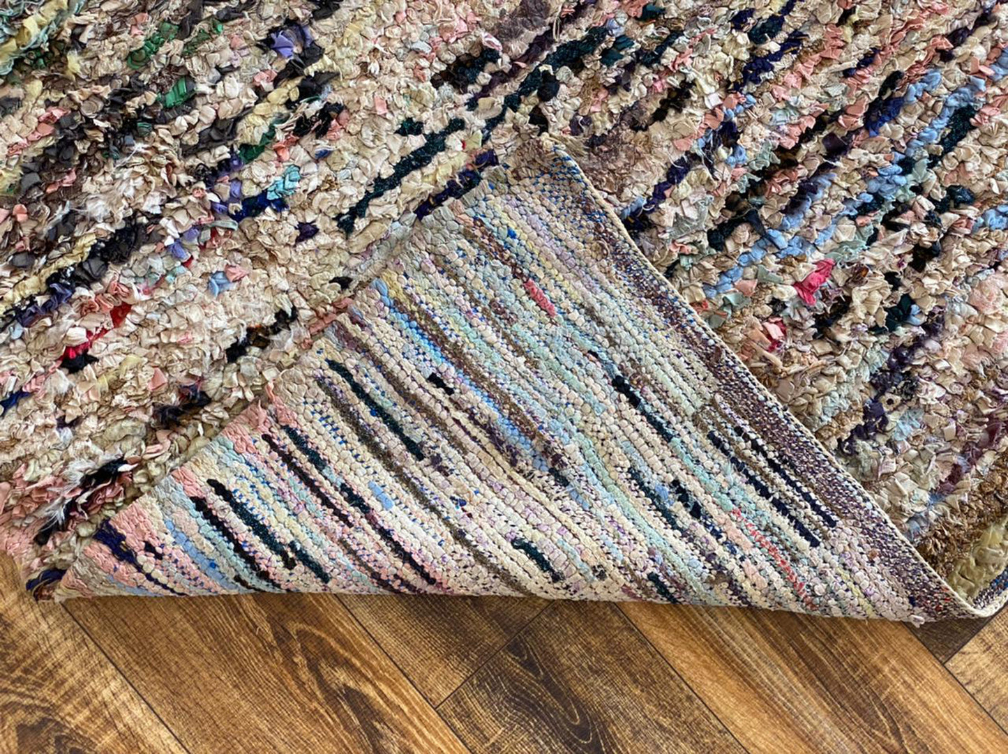 Moroccan vintage Boucherouite rug 4x6 ft.