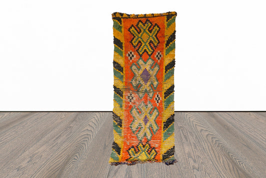 2x6 ft Moroccan small colorful rug.