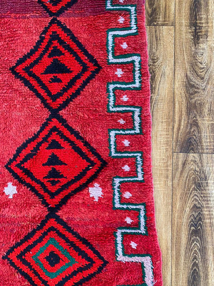 2x10 ft colorful narrow Moroccan runner rug.