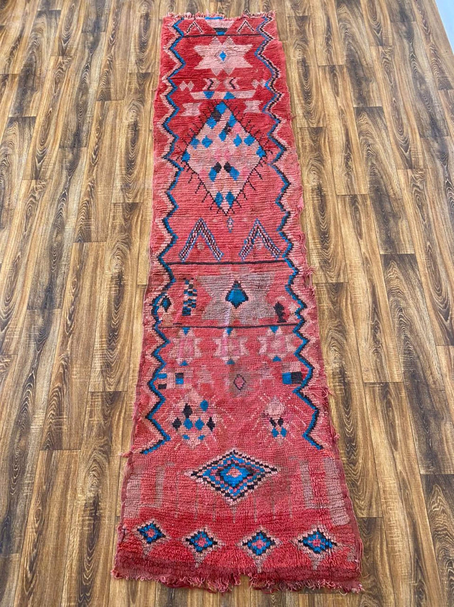 Tapis de couloir marocain étroit et long 3x10 pi.