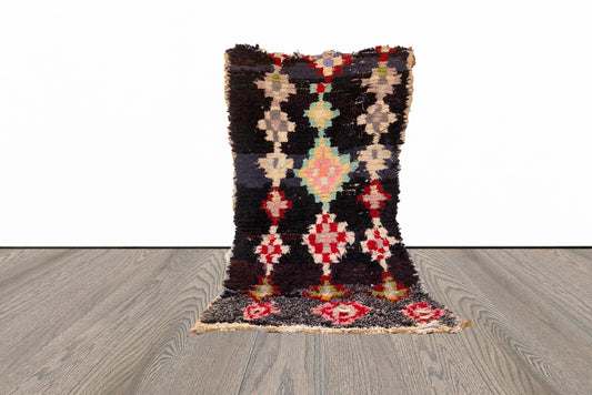 Petit tapis marocain coloré vintage de 3 x 5 pieds.