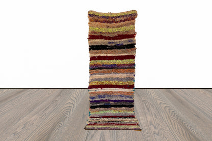 Tapis de couloir à rayures marocaines étroites 2x8 pi.