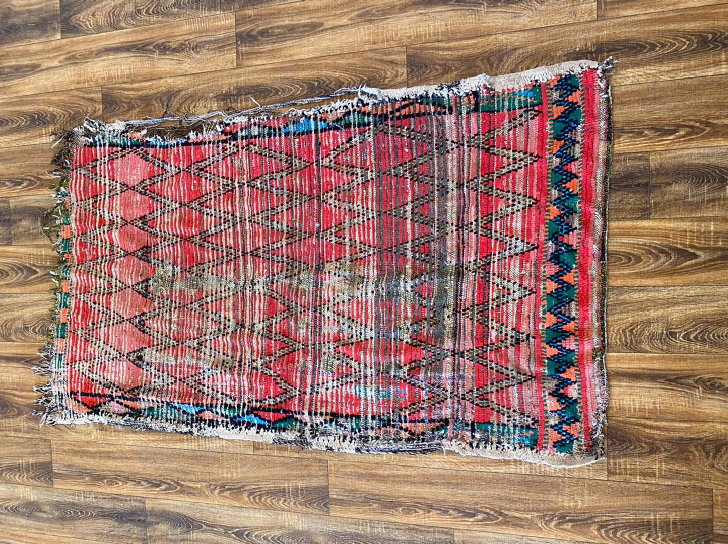 3x6 ft vintage Moroccan worn rug.