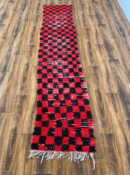 Moroccan checkered Berber runner rug 2x10 ft.