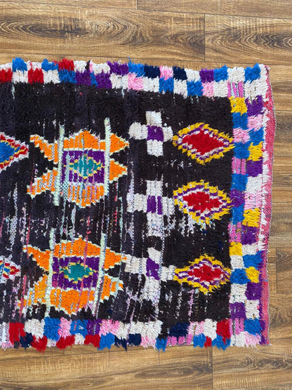 Tapis de couloir marocain coloré de 3 x 8 pieds.