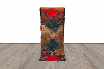 Tapis de couloir marocain coloré 3x7 pieds.