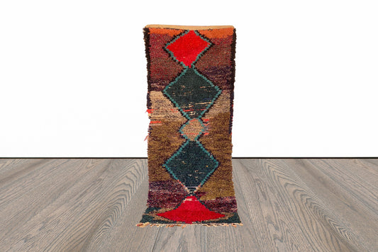 Tapis de couloir marocain coloré 3x7 pieds.