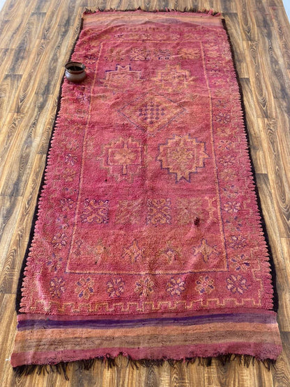 Grand tapis tissé vintage marocain 5x10 pieds.