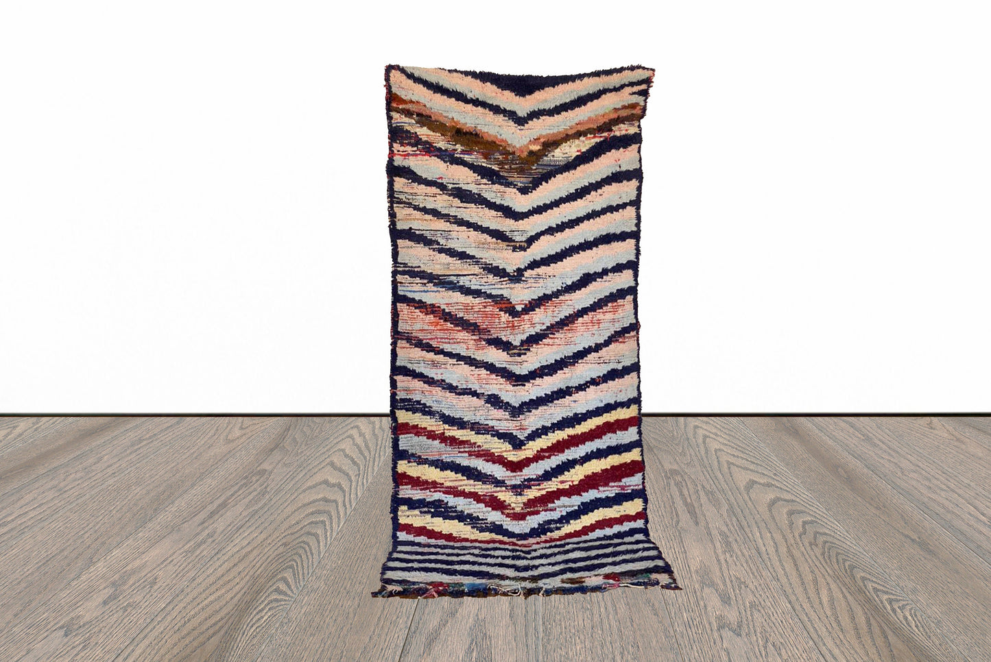 3x7 ft colorful Moroccan runner rug.