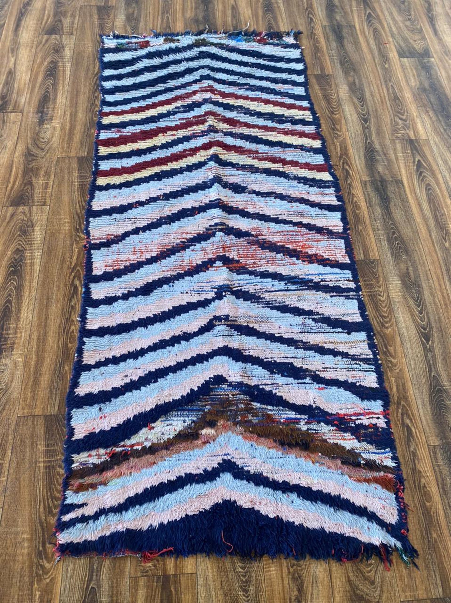 3x7 ft colorful Moroccan runner rug.