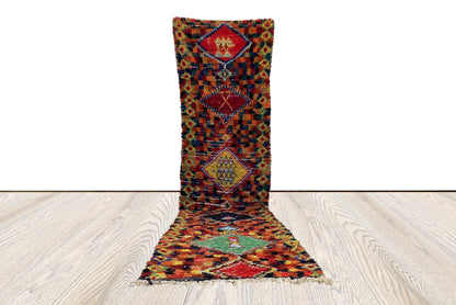 3x12 ft Vintage long runner Rug, Moroccan Berber Rug.