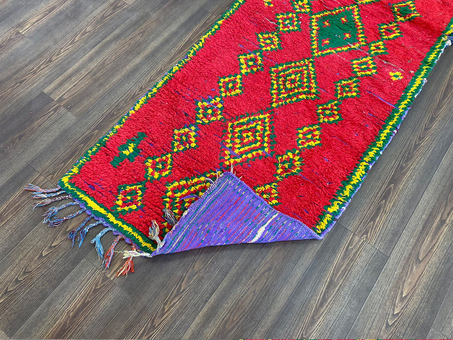 Tapis marocain étroit, 3 x 10 pieds, tapis en coton et laine.