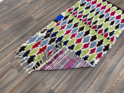 Tapis de couloir étroit 3x9 fils, tapis de couloir en fils berbères, tapis de couloir tissé vintage.