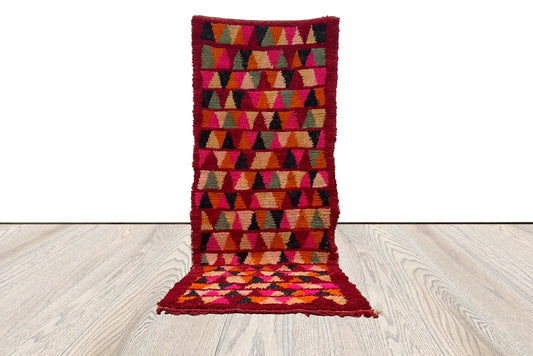 Tapis en laine tissé berbère coloré, 3x8 pieds, tapis d'escalier étroit marocain vintage RUNNER.