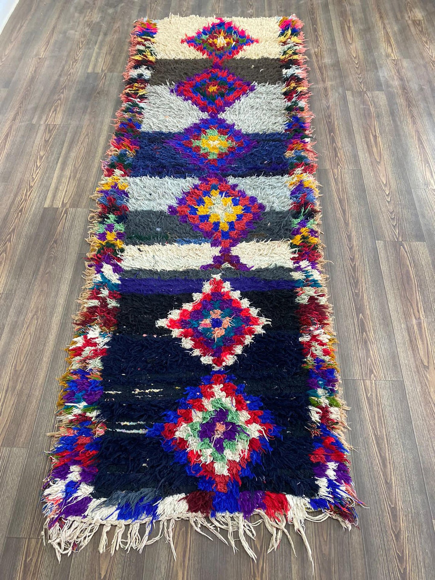 Tapis tribal marocain berbère 3x8 pieds, tapis d'escalier de décoration intérieure bohème.