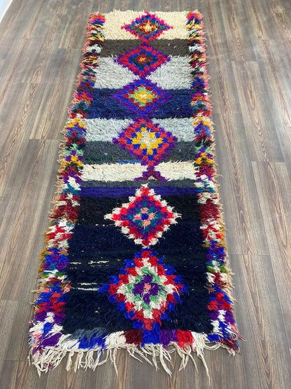 Tapis tribal marocain berbère 3x8 pieds, tapis d'escalier de décoration intérieure bohème.