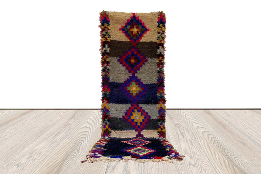 Tapis tribal marocain berbère 3x8 pieds, tapis d'escalier de décoration intérieure bohème.