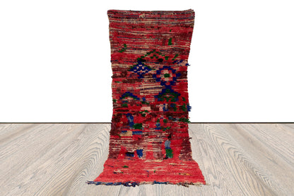 Tapis de couloir vintage marocain, 3x8 pieds, tapis de couloir étroit en laine berbère, tapis de maison bohème.