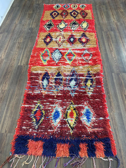 Tapis de couloir long de 3 x 10 pieds, tapis tissé tribal marocain.