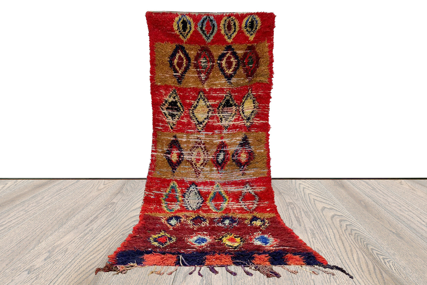 Tapis de couloir long de 3 x 10 pieds, tapis tissé tribal marocain.