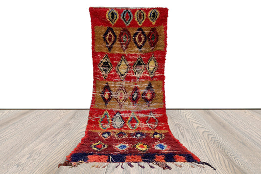 Tapis de couloir long de 3 x 10 pieds, tapis tissé tribal marocain.