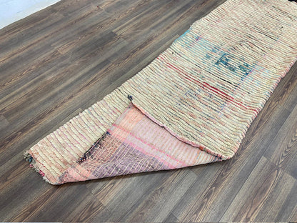 3x9 feet, moroccan berber narrow runner rug, vintage worn shag rug.