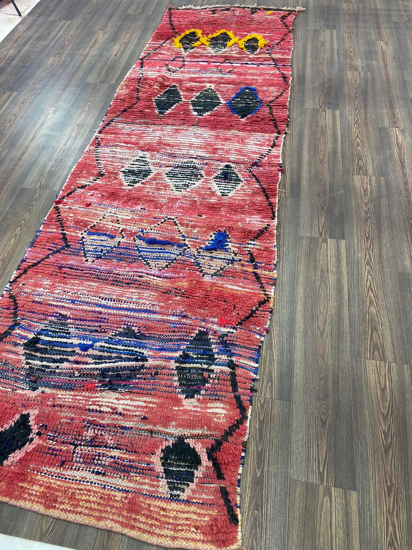 Tapis de couloir vintage de 3 x 12 pieds, tapis berbère marocain en laine.