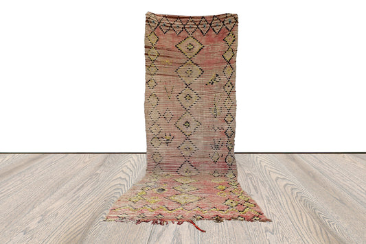 Tapis berbère long 4x8 pieds, grand tapis marocain vintage en laine.