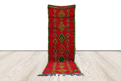 Tapis marocain étroit, 3 x 10 pieds, tapis en coton et laine.