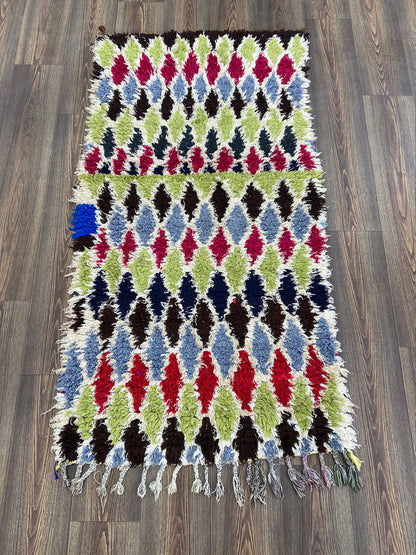 Tapis de couloir étroit 3x9 fils, tapis de couloir en fils berbères, tapis de couloir tissé vintage.