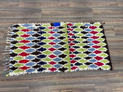 Tapis de couloir étroit 3x9 fils, tapis de couloir en fils berbères, tapis de couloir tissé vintage.