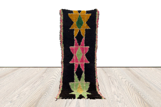 Tapis de couloir marocain étroit et coloré de 3 x 7 pieds, tapis berbère vintage.