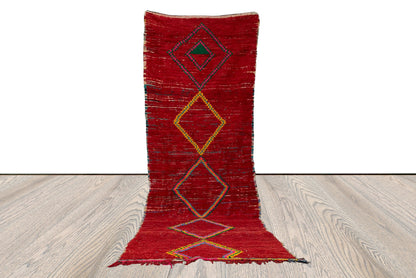 Tapis de couloir marocain, tapis en laine marocaine, tapis d'entrée 4x10 pieds, long tapis marocain, tapis de couloir berbère, tapis de couloir.