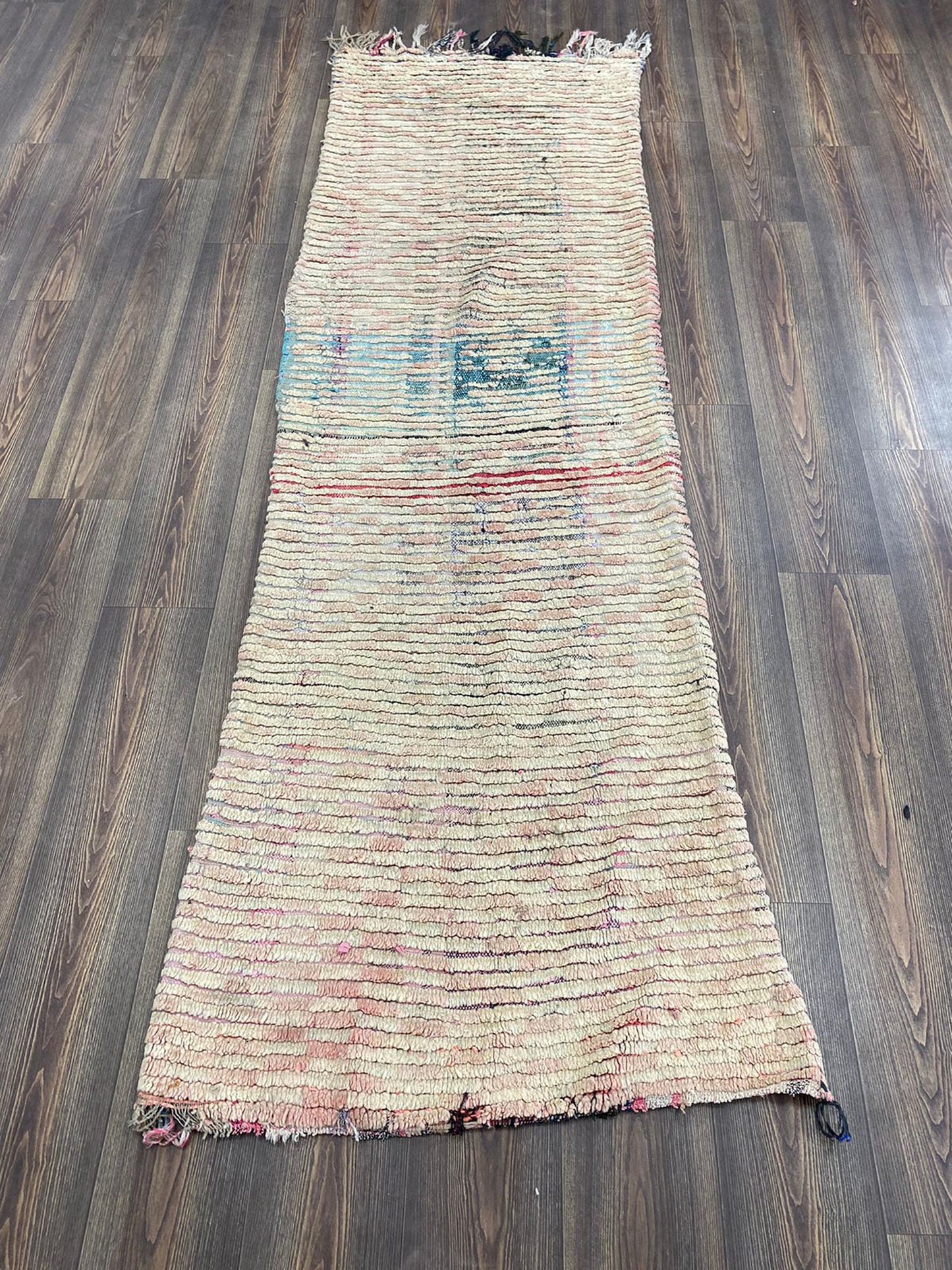 3x9 feet, moroccan berber narrow runner rug, vintage worn shag rug.