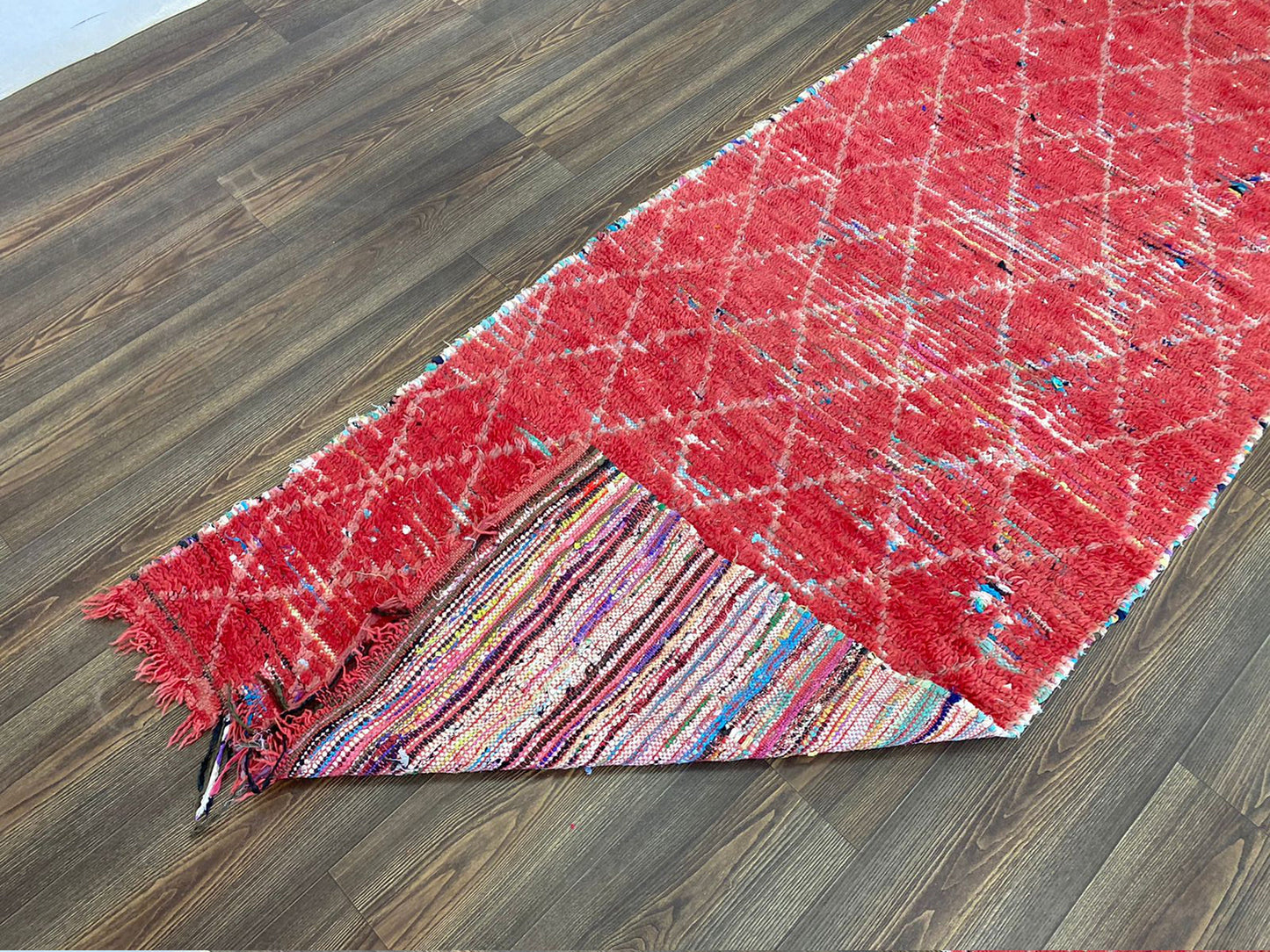 3x8 feet, moroccan berber diamond rug, morocco vintage red runner rug.