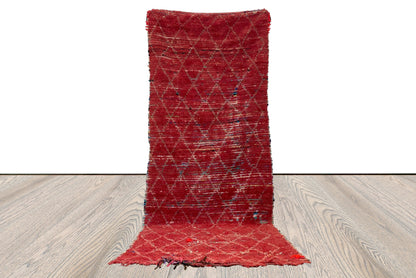 3x8 feet, moroccan berber diamond rug, morocco vintage red runner rug.