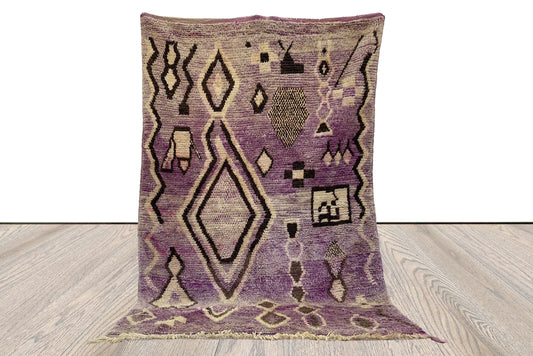 Grand tapis tribal vintage en laine 8x5 pieds, vieux tapis en laine.