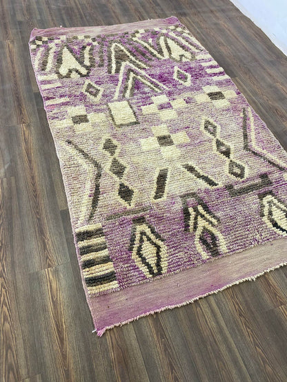 Tapis d'intérieur bohème vintage berbère, grand tapis marocain 5x8.