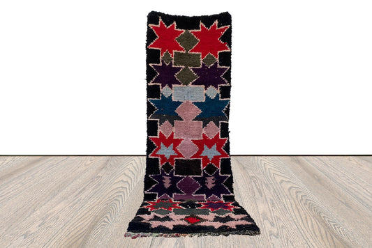 Tapis de couloir étroit vintage marocain 3x9 pieds, tapis berbères colorés.