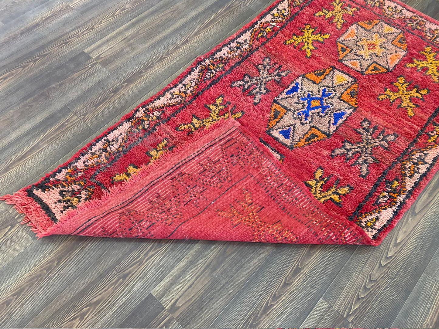 Tapis marocain de petite taille 3x6 pieds, tapis berbères vintage.